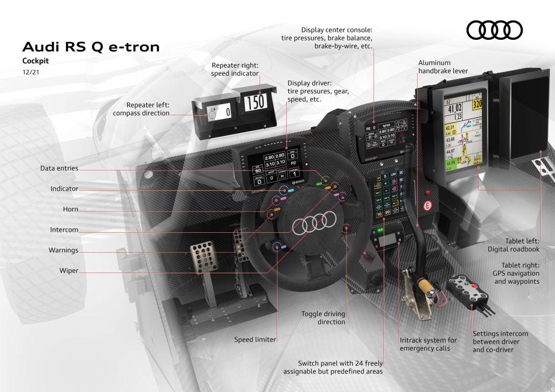 Audi’nin Dakar’da mücadele edecek aracı RS Q e-tron’un kokpiti