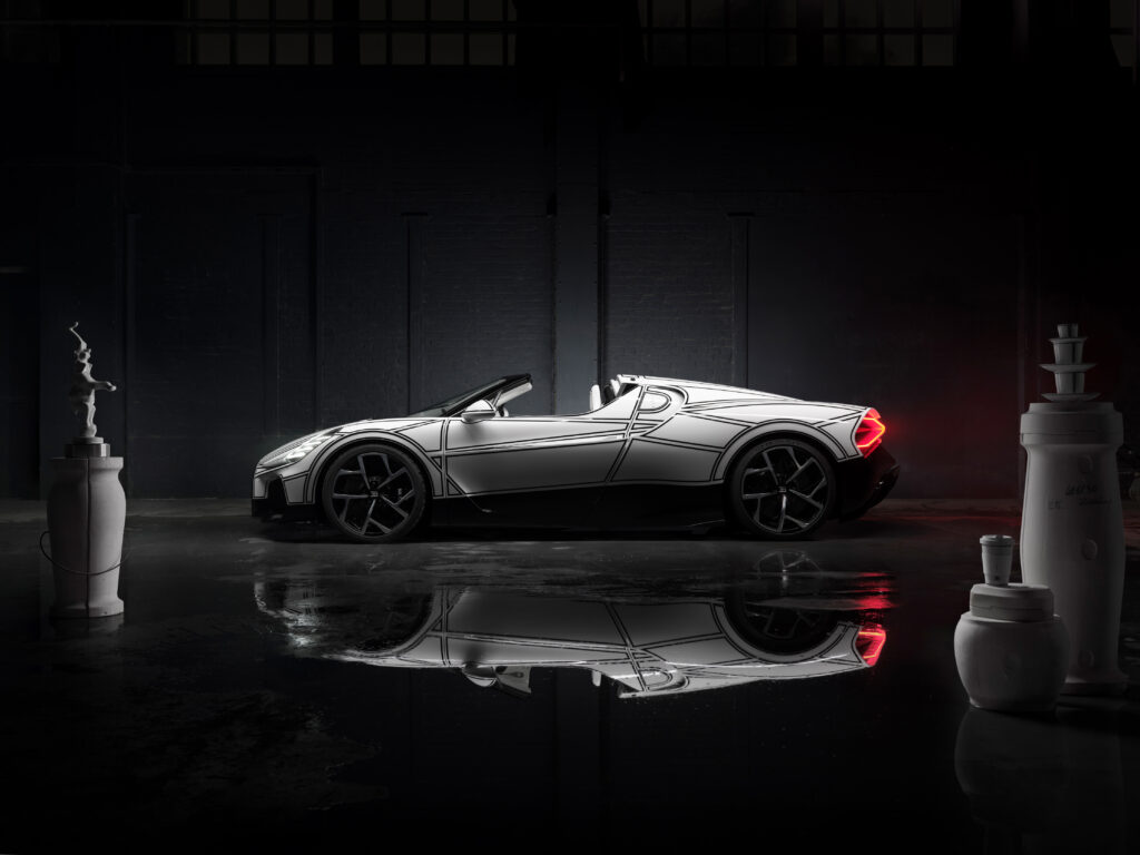 Bugatti W16 Mistral Blanc Éternel: Gerçek Porselen Detaylı Hiper Otomobil
