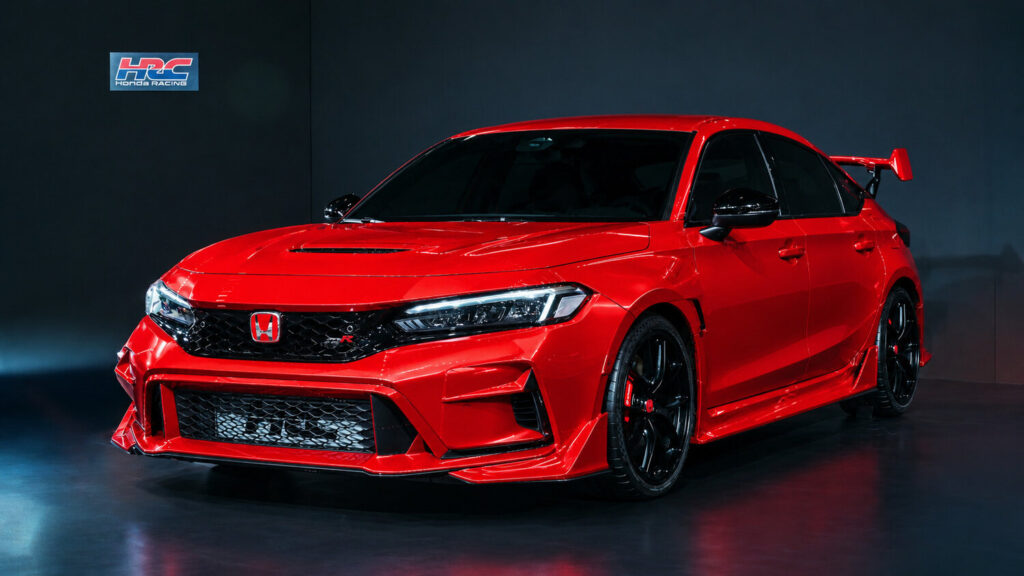 Honda Civic Type R HRC yapay zekâ ile hazırlanmış kırmızı renkli temsilî görsel, önden